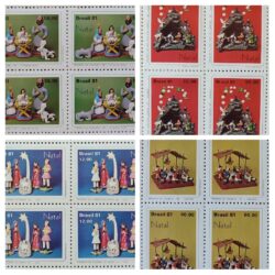 C 1227 Selo Natal Religiao Presepios Populares Taubate 1981 Quadra Serie Completa