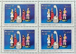 C 1227 Selo Natal Religiao Presepios Populares Taubate 1981 Quadra Serie Completa