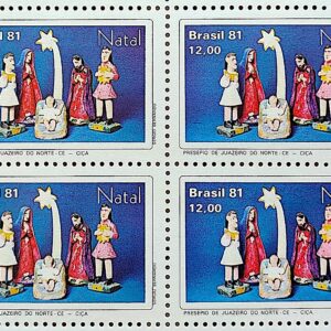 C 1227 Selo Natal Religiao Presepios Populares Taubate 1981 Quadra Serie Completa