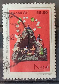 C 1229 Selo Natal Religiao Presepios Populares Sao Jose dos Campos 1981 Circulado 2