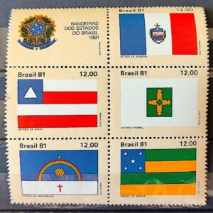 C 1231 Selo Bandeira Estados do Brasil Alagoas Bahia DF Pernambuco Sergipe 1981 Serie Completa 1