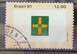 C 1233 Selo Bandeira Estados do Brasil Distrito Federal 1981 Circulado 1