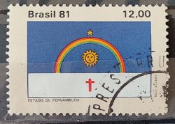 C 1234 Selo Bandeira Estados do Brasil Pernambuco 1981 Circulado 1
