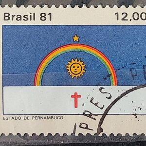 C 1234 Selo Bandeira Estados do Brasil Pernambuco 1981 Circulado 1
