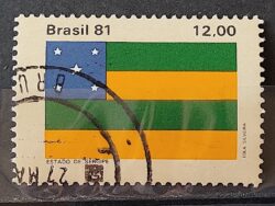 C 1235 Selo Bandeira Estados do Brasil Sergipe 1981 Circulado 4