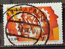 C 1237 Selo 50 Anos Ministerio do Trabalho Economia 1981 Circulado 2