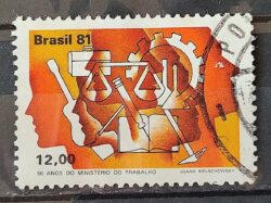 C 1237 Selo 50 Anos Ministerio do Trabalho Economia 1981 Circulado 6