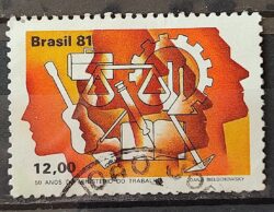 C 1237 Selo 50 Anos Ministerio do Trabalho Economia 1981 Circulado 8
