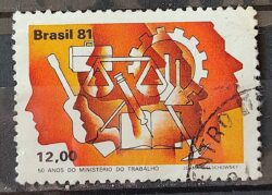 C 1237 Selo 50 Anos Ministerio do Trabalho Economia 1981 Circulado 9