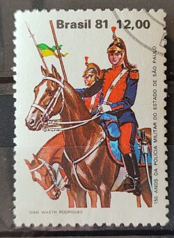 C 1239 Selo 150 Anos da Policia Militar Cavalo 1981 Circulado 2