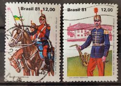 C 1239 Selo 150 Anos da Policia Militar Cavalo Musica Saxofone 1981 Serie Completa Circulado 3