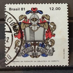 C 1241 Selo Centenario Biblioteca do Exercito Militar Economia 1981 Circulado 2