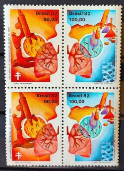 C 1248 Selo Centenario Bacilo de Koch Tuberculose Saude 1982 Quadra