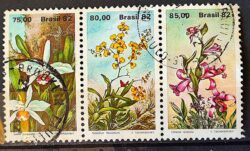 C 1250 Selo Brapex Orquidea Flor 1982 Serie Completa Circulado 1