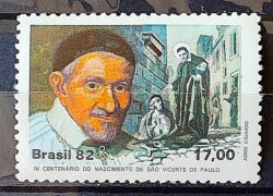 C 1254 Selo 400 Anos Sao Vicente de Paulo Religiao 1982