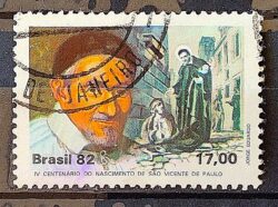 C 1254 Selo 400 Anos Sao Vicente de Paulo Religiao 1982 Circulado 1