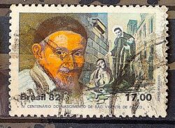 C 1254 Selo 400 Anos Sao Vicente de Paulo Religiao 1982 Circulado 2