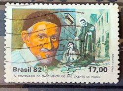 C 1254 Selo 400 Anos Sao Vicente de Paulo Religiao 1982 Circulado 3