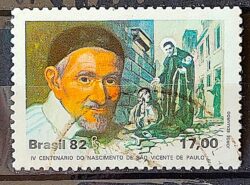 C 1254 Selo 400 Anos Sao Vicente de Paulo Religiao 1982 Circulado 4