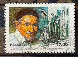 C 1254 Selo 400 Anos Sao Vicente de Paulo Religiao 1982 Circulado 5