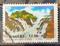 C 1255 Selo Salto das Sete Quedas do Guaira Cachoeira 1982 Circulado 1