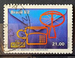 C 1257 Selo 15 Anos do Ministerio das Comunicacoes Comunicacao Telefone 1982 Circulado 2