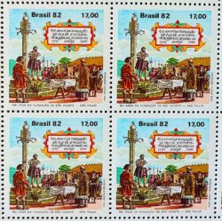 C 1260 Selo 450 Anos Fundacao de Sao Vicente Religiao 1982 Quadra