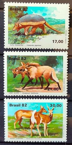C 1261 Selo Fauna Brasileira Tatu Lobo Veado 1982 Serie Completa