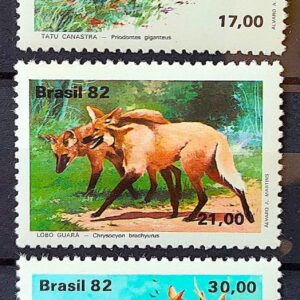 C 1261 Selo Fauna Brasileira Tatu Lobo Veado 1982 Serie Completa 1