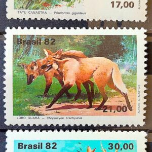 C 1261 Selo Fauna Brasileira Tatu Lobo Veado 1982 Serie Completa 2