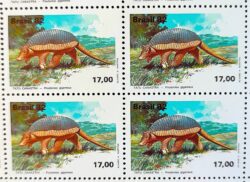 C 1261 Selo Fauna Brasileira Tatu Lobo Veado 1982 Serie Completa Quadra