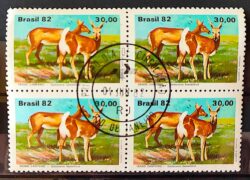 C 1263 Selo Fauna Brasileira Veado 1982 Quadra CPD RJ