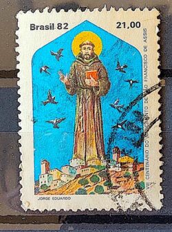 C 1269 Selo 8 Centenario Sao Francisco de Assis Religiao 1982 Circulado 1