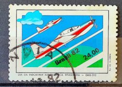 C 1287 Selo Dia da Industria Aeronautica Aviao 1982 Circulado 3