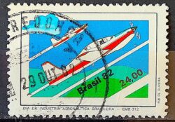 C 1287 Selo Dia da Industria Aeronautica Aviao 1982 Circulado 4