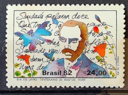 C 1288 Selo Centenario de Bastos Tigre Dia do Livro Literatura 1982