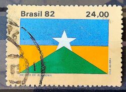 C 1298 Selo Bandeira Estados do Brasil Rondonia 1982 Circulado 2