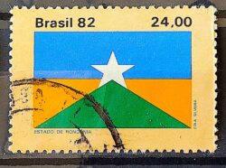 C 1298 Selo Bandeira Estados do Brasil Rondonia 1982 Circulado 3
