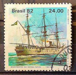 C 1301 Selo Bicentenario da Escola Naval Navio Educacao 1982 Circulado 1