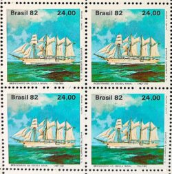 C 1303 Selo Bicentenario da Escola Naval Navio Educacao 1982 Quadra