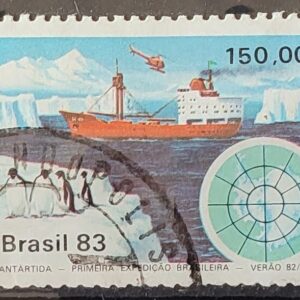 C 1309 Selo Primeira Expedicao Brasileira Antartica Navio Mapa 1983 Circulado 1