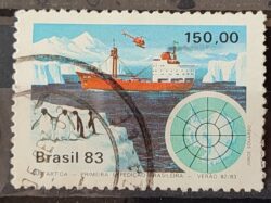 C 1309 Selo Primeira Expedicao Brasileira Antartica Navio Mapa 1983 Circulado 11