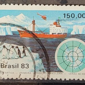 C 1309 Selo Primeira Expedicao Brasileira Antartica Navio Mapa 1983 Circulado 11