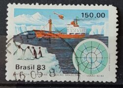 C 1309 Selo Primeira Expedicao Brasileira Antartica Navio Mapa 1983 Circulado 13