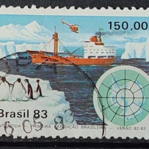 C 1309 Selo Primeira Expedicao Brasileira Antartica Navio Mapa 1983 Circulado 13