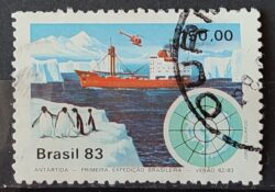 C 1309 Selo Primeira Expedicao Brasileira Antartica Navio Mapa 1983 Circulado 14