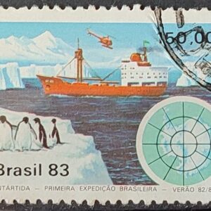C 1309 Selo Primeira Expedicao Brasileira Antartica Navio Mapa 1983 Circulado 15