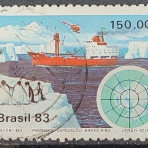 C 1309 Selo Primeira Expedicao Brasileira Antartica Navio Mapa 1983 Circulado 16