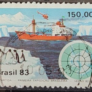 C 1309 Selo Primeira Expedicao Brasileira Antartica Navio Mapa 1983 Circulado 18