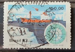 C 1309 Selo Primeira Expedicao Brasileira Antartica Navio Mapa 1983 Circulado 20